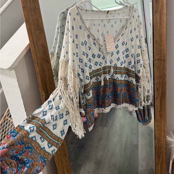 BNWT Free People Macra Maze Me Fringe Boho Top - Picture 5 of 7